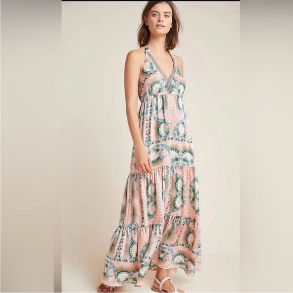 Atelier Nicole Miller for Anthro Maxi Halter Dress Size 12 - Picture 1 of 10